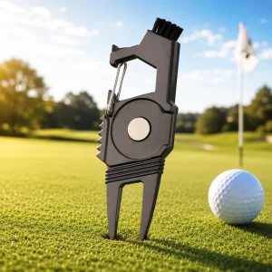 7 in 1 Golf Pitch Fork Repair Tool With Club Holder Brush Clip Buckle Claw Cleaner Bottle Opener Ball Marker Divot Tool