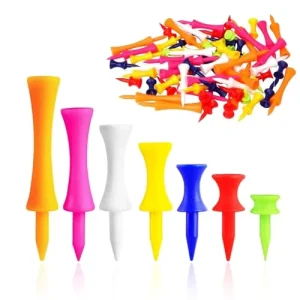 70 Pack Castle Plastic Golf Tees (25-70mm) Mixed Heights Durable Lightweight Multi-Colour Driving Range Practice Essential Golf