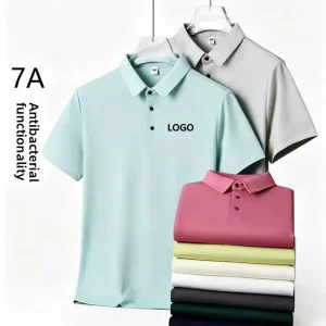 7A Antibacterial Knitted Men’s Short Sleeve Casual Shirts Custom Print 56% Poly 44% Cotton 185GSM Breathable OEM Stock
