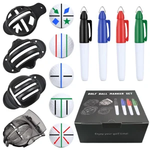 8 Piece Durable Plastic Golf Alignment Training Set 4 Templates 4 Multi Color Marker Pens Portable Golf Training Aids