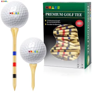 83mm 3 Colors 3 Lines Printing Golf Tees Custom Golf Bamboo Tee Professional Golf Accessories Ball Holder