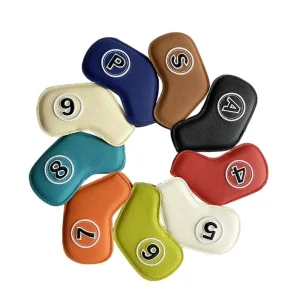 9 Piece Set Golf Iron Cover PU Leather Waterproof Golf Club Headcovers Velcro Iron Cover for Golfers