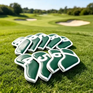 9PCS Waterproof PU Leather Golf Iron Headcovers Set Embroidery Number