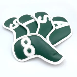 9Pk Portable Green Golf Iron Head Cover Set Waterproof PU Embroidery Club Head Covers Golf Accessories
