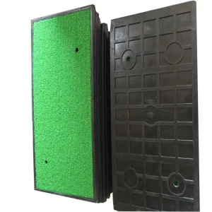 A60 Green Indoor Outdoor Swing Golf Mat with Durable Rubber Base 63.8x33cm 8mm Pile Height for Practice