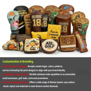 ASL GOLF Golf Headcovers Embroidery Mallet Blade Putter Headcover Driver Wood Club Golf Head Cover Set