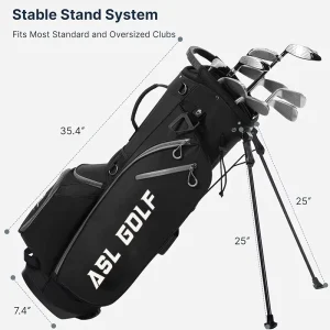 ASL Golf Professional Leather Golf Bag 6 14 Ways Stand Bag Organized Golf Club Storage for Outdoor