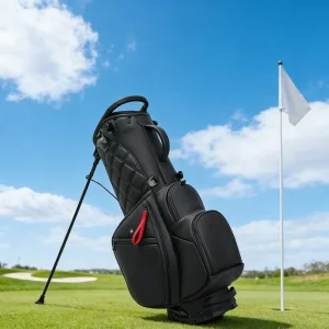 ASL Golf Stand Bags Custom Logo Genuine Leather High Quality Waterproof Zip Buckle Magnetic Closure Lightweight Large