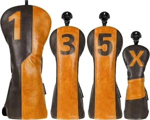 ASL Gray & Brown Classic Golf Club Covers Men Protective Cover PU Leather Custom Golf Club Headcover