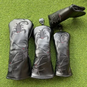 ASL Scorpions and Spiders Golf Club Cover for Woods Men Premium Leather Driver Head Covers Custom Golf Putter Cover