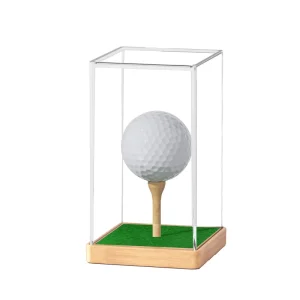 Acrylic Baseball & Golf Ball Display Case with Wood Base & Tee Plastic Sport Training Aids