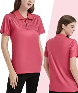 Activewear Quick Dry 100% Polyester Customized Printed Short Sleeve Golf Polo Shirts for Women