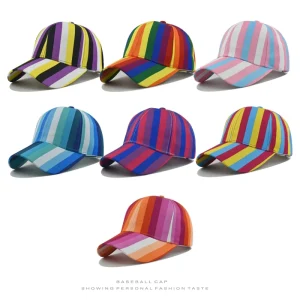 Adjustable LGBT Gay Sports Outdoor Golf Pride Rainbow Flag Baseball Cap Custom Logo Printed Embroidered