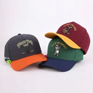 Adjustable Snapback 5 Panel Hat Golf Caps with Moisture Wicking Fabric and Cartoon Character Embroidery Baseball Hat