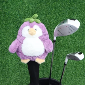 Adorable Purple Penguin Plush Animal Golf Wood Headcover Furry Soft Unique Design Fits Custom Driver Club Accessories