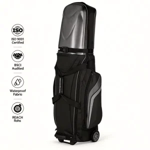 Airline Approved Hybrid Hard Top Golf Travel Bag 1680D Nylon Wheeled Golf Club Case With ABS Shell Padded Interior