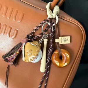 All-Match Small Bread Woven Rope Keychain Decorative Bag Accessory for Christmas