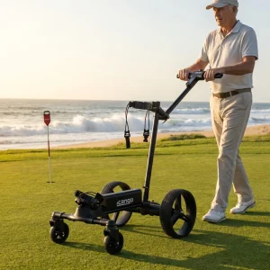 All Terrain Electric Golf Trolley with 36 Hole Lithium Battery & Remote Portable Folding Golf Trolley