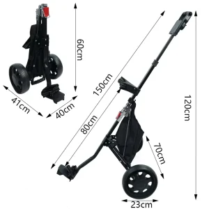 Aluminium Golf Trolley with Ball Wheels Lightweight Push Cart for Smooth Driving on Any Terrain 60kg Load Capacity