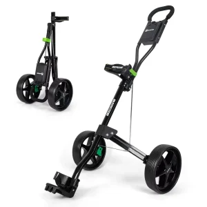 Aluminum 2 Wheel Foldable Golf Trolley with Brake & Umbrella Holder for Walking