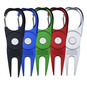 Aluminum Alloy Carabiner Hook Design Divot Tool Ball Marker Holder Golf Divot Repair Tool Golf Divot Tools