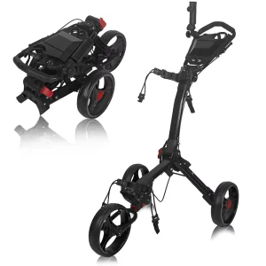 Aluminum Alloy Three Wheeled Golf Cart Portable Foldable Trolley with 20kg Load Capacity for Golf Course Supplies