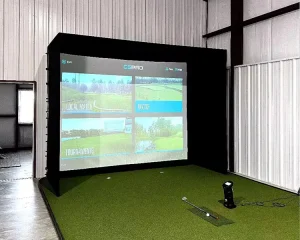 Aluminum Frame Indoor Home Backyard Golf Simulator Enclosure Hitting Mat Golf Practice Simulator Tent With High Impact Screen