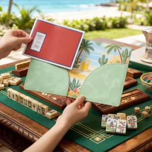 American Mahjong Card Folio Holder with Protective Cover