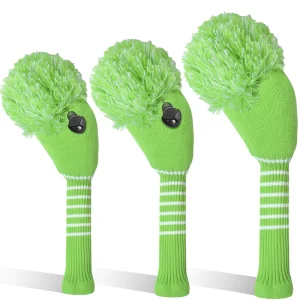 Amrta Factory Price Knitted Golf Driver Headcover with Custom Logo POM POM Long Neck Design Fashionable & Portable