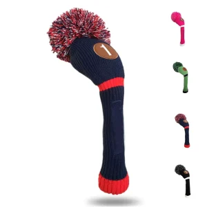 Amrta OEM Custom Golf Head Covers Knitted Woods Driver Fairway Hybrid Washable Soft 1 3 4 5 POM 003 Custom Logo