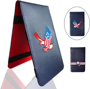Amrta PU Leather Portable Golf Scorecard Holder with Pencil Printed Embroidery Embossed Logo