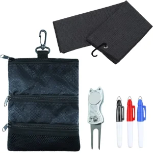Amrta Professional Custom Logo Golf Cleaning Kit Gift Set Golf Towel Club Brush Cleaner Divot Repair Tool Ball