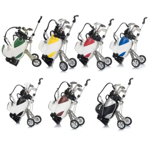 Assorted Color Desktop Gift Golf Caddy Cart Golf Trolley Golf Bag Desktop Pen Holder