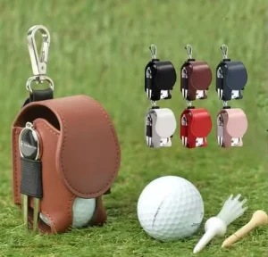 Assorted Color Leather Golf Ball and Tee Pouch with Clip Golf Product