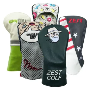 Assorted Personalise PU or Genuine Leather Stitch Sock Solid Black Plush With Custom Logo for Steel Driver Club Head Golf Covers