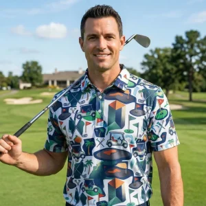 Athletic Style Mens Golf Polo Shirts Custom Moisture Control Golf Polo Apparel for Logo Customization and Performance