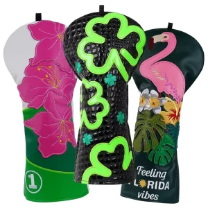 Azalea Flamingo Clover Crocodile PU Leather Golf Head Cover Driver Wood Club Covers Golf Headcover