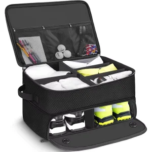 BSCI Factory Oxford Double layer Zipper Golf Trunk Storage Bag Unisex Waterproof Breathable Ventilated Shoe Compartment Suitcase