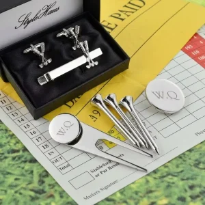 Bangladesh Factory Custom Engraved Golf Set Divot Tool Ball Marker Cufflinks Tie Clip