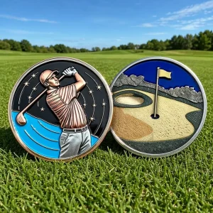 Bespoke Custom Golf Tournament Challenge Coin Zinc Alloy 3D Relief Enamel Double Sided Sports Club Honor Prize Souvenir Tokens