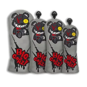 Big Crazy Bear Lightweight Golf Headcovers PU Leather Soft Lining Driver/Fairway/Hybrid Club Covers Customizable Golf