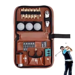 Big Storage Golf Ball Tee Accessories Foldable Quality Leather Portable Zipper Bags for Women Men Golf Lover