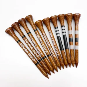 Biodegradable Brown Bamboo 4-prong Golf Tees Custom Logo Printed 70mm/83mm Size