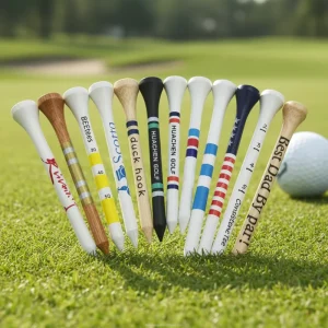Biodegradable Creative Stripes Print Customized Logo Imprint Wooden Bamboo Golf Tees