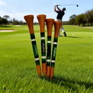 Biodegradable Stripes Print Bamboo Golf Tees 70mm Lightweight OEM Custom Logo Personalized Accessories