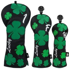 Black Four leaf Clover Golf Head Cover Set Driver Wood Club Cover Custom Golf Headcover Golf Accessories