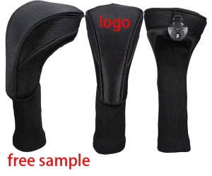 Black Golf Driver Headcovers PU Leather Custom Golf Club Head Covers 3 Pcs