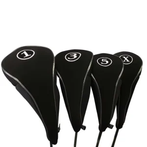 Black Golf Zipper Head Covers Driver Woods Headcovers Metal Neoprene Traditional Plain Protective Covers Fits All Fairway