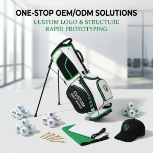 Black PU Leather Golf Stand Bag Waterproof with Activity Pocket Lightweight Portable