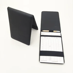 Black Synthetic Leather Golf Scorecard Holder Yardage Book Cover Great Gift for Man and Women